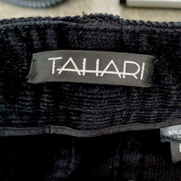 Tahari Black Stretch Cotton Corduroy Straight Leg Pants- Sz. 12 - Picture 3 of 9